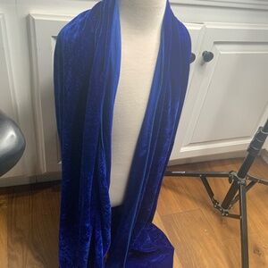 Unisex Blue Velvet Cape or Cloak with Hood and Blue Devil Horns Headband